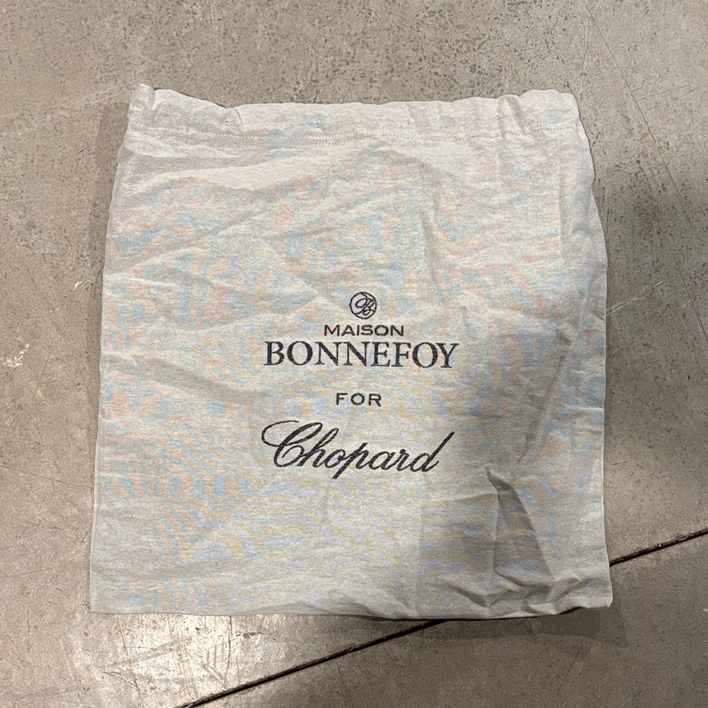 Chopard White Canvas Dust Bag with Navy Logo